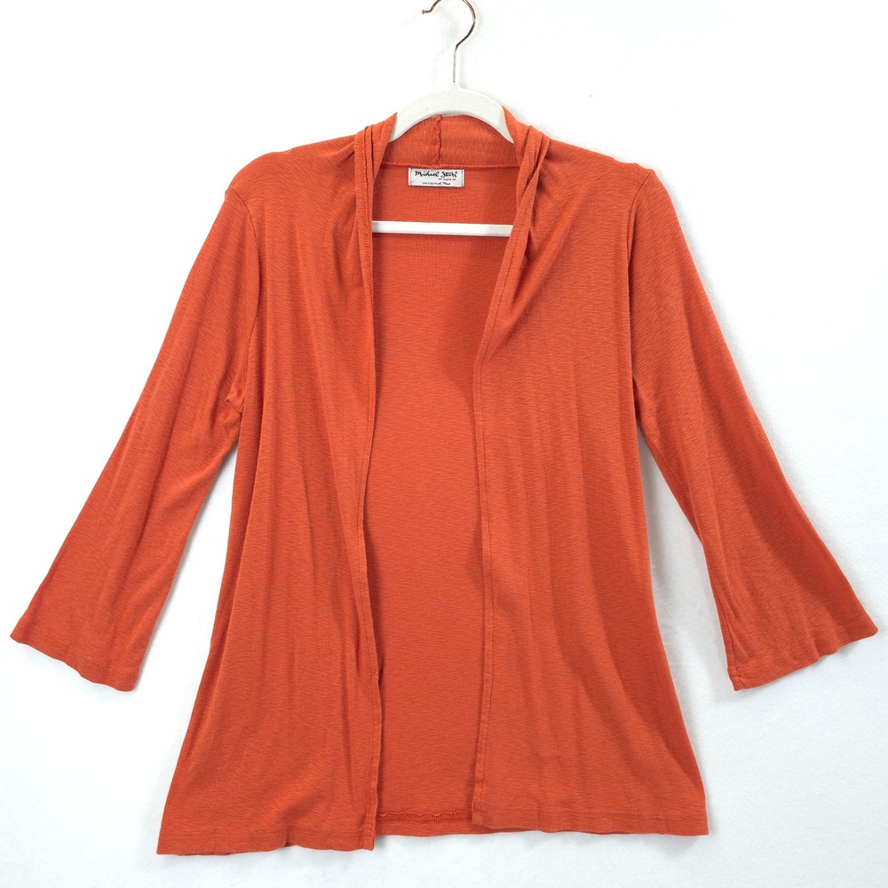 Michael Stars Cardigan Open Front Supima Cotton Modal Burnt Orange Women OS Fall